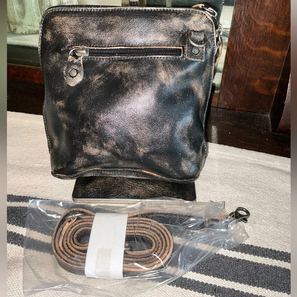 NWT Bed Stu Leather Ventura Crossbody Clutch Bag Black Hand Wash Retail $155